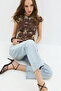 Short Sleeve Stylish Blouse with Shiny Fabric Detail - 5