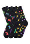Happy Socks Men's Black Player Themed Cotton 4-Piece Sock Set P003368 - 2