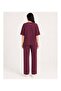 Women's Green Short Sleeve Premium Modal Top and Bottom Tracksuit Set - Burgundy - 4
