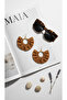 Women's Hoop Dangle Earrings – Tan Color Fabric Design - 7