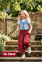 Girl's Patterned Wide Leg Pants Jeans Vest Double Set