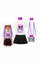 Kuromi T-Shirt, Black Shorts, Skirt (the Skirt Is Made of Thin Fabric), Face Stone Kuromi Purple Babble Hair Set of 4, Birthday Party Set, Girl's Outfit Set