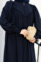 Cuffed Gipeli V Roba Ruched Detail Crepe Ferace-Navy Blue - 3