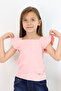 Girl's T-Shirt Crop Square Neck Frilly Crest 8-14 Years, Salmon - 3