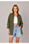 Khaki Olive Muslin Washed Oversize Cotton Shirt |   Ek100165030 - 3