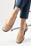 Beige Color Blunt Toe Thick Sole Women's Short Heeled Shoes - 3