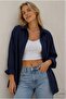 Γυναικείο μακρυμάνικο μπλουζάκι μπλε Navy Oversize Basic - 3