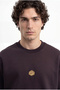 Men's Seal Printed Double Face Oversize T-Shirt Dark Brown - 2