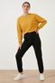 Women's Black Waist-Tie Elastic Cuffed Sweatpants - 2