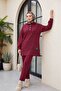 Snap-Fastened Arma Detailed Double Combed Cotton Set - Burgundy - 3