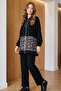 Chained Leopard Patterned Suit Black 4748 - 2