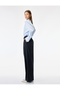 Viscose Blended High Waist Striped Palazzo Trousers with Pockets - 3