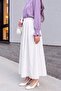 Elastic Waist Lined Parachute Skirt with Pockets -White - 3