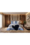 Simple Line Blue 100% Cotton Double Duvet Cover Set with Tassel Blanket - 8