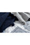 Simple Line Blue 100% Cotton Double Duvet Cover Set with Tassel Blanket - 2
