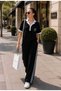 Modal Gold Buttoned Princess Collar Sports Tracksuit Set - 3