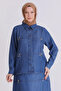 Plus Size Tencel Denim Suit with Hijab Skirt 38001 Dark Blue - 3
