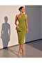 Off Shoulder Midi Crepe Dress 581832 F.Green