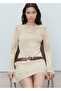 Embroidered Floral Pattern Knitted Dress - 6