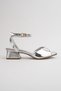 Women's Silver Open-Front Cross-Strapped Low-Heel Shoes