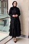 Front Pearl Buttoned Short Jacket Ruffled Skirt Burnout Fabric Evening Dress Set - 2