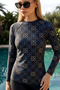 Single Top Lycra Blouse Swimsuit Full Hijab Swimsuit 2365 Black
