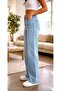 Lisa Light Snow Wash Casual Denim Pants Blue Snow Lycra Palazzo - 3
