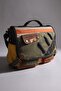 4017 Khaki Cream 14-Inch Laptop Cotton Gabardine Messenger School Bag Unisex Lockable Multi-Pocket Shoulder Strap