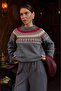 Anthracite Crew Neck Patterned Women's Knitwear Sweater Mg2502 - 7