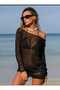 Women's Asymmetrical Lycra Black Tulle Dress with Low Back or Chest Cutout - 6