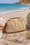 Women's Scholarship Straw Bag Portfolio Clutch Shoulder Bag Straw Bag with Hand and Shoulder Strap