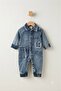 Button Detailed Baby Denim Dark Blue Jumpsuit - 2