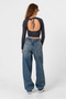 Buckle Detailed Loose Fit Wide Leg Comfortable Baggy Jean Jeans Loose Women's Pants @Milano - 6