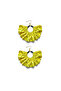 Gold Color Hoop Dangle Earrings – Yellow Black Polka Dot Satin Fabric Beaded Design