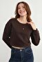 3 Thread Crop Sweatshirt with Heart Accessories - 2
