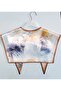 White Artistic Watercolor Painting on the Floor, Shoulder Collar Scarf, Ecru Lila Cinnamon Tones - 2
