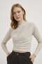 High Collar Draped Stretchy Blouse - 2