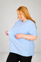 تي شيرت نسائي كبير الحجم من Real Big Size بنسيج الوافل 20033 أزرق - 2