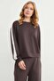 Crew Neck Modal Sweatshirt with Stripe on the Sleeve - 5