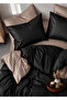 100% Cotton Satin (83 Thread-125 Gsm) Double-Sided Design Black Mink Double Duvet Cover Set