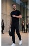 Men's Black Diving Fabric Straight Sweatpants - 2