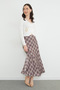 Plaid Patterned Maxi Length Satin Skirt - 5