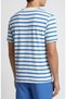 Ekru Mavi Çizgili Örme T-Shirt - 3