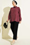 Women's Striped Oversize Shirt 1346 - Burgundy - 2