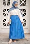 Bow Detail Elastic Waist Cobalt Blue Skirt - 3