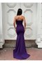 Fish cut, long-sleeved model. V-neck evening dress with eye-catching crystal embroidery on the shoulders 583331 PURPLE - 2