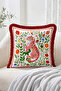 Set of 4 Fringed-Tasseled Throw Pillow Covers with Floral Tiger and Heart Motifs - 3