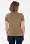 Women's Khaki Basic Polo Neck T-Shirt 50305764-Vr027 - 5