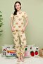 Teddy Bear Patterned Crew Neck Short Sleeve Pajama Set - 5