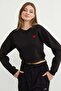 3 Thread Heart Embroidered Crop Sweatshirt - 6